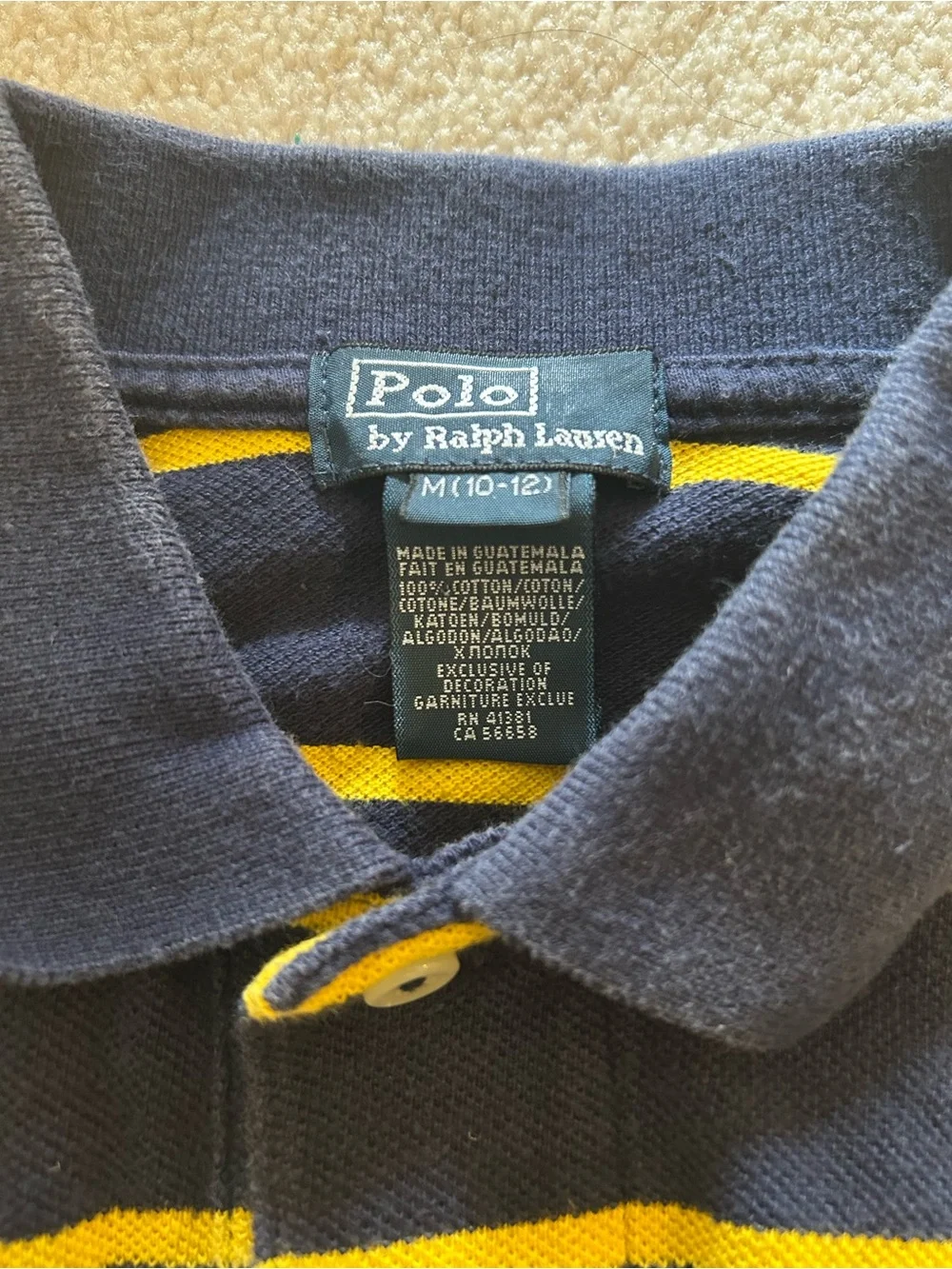 Ralph Lauren Navy and Yellow Striped Polo Shirt